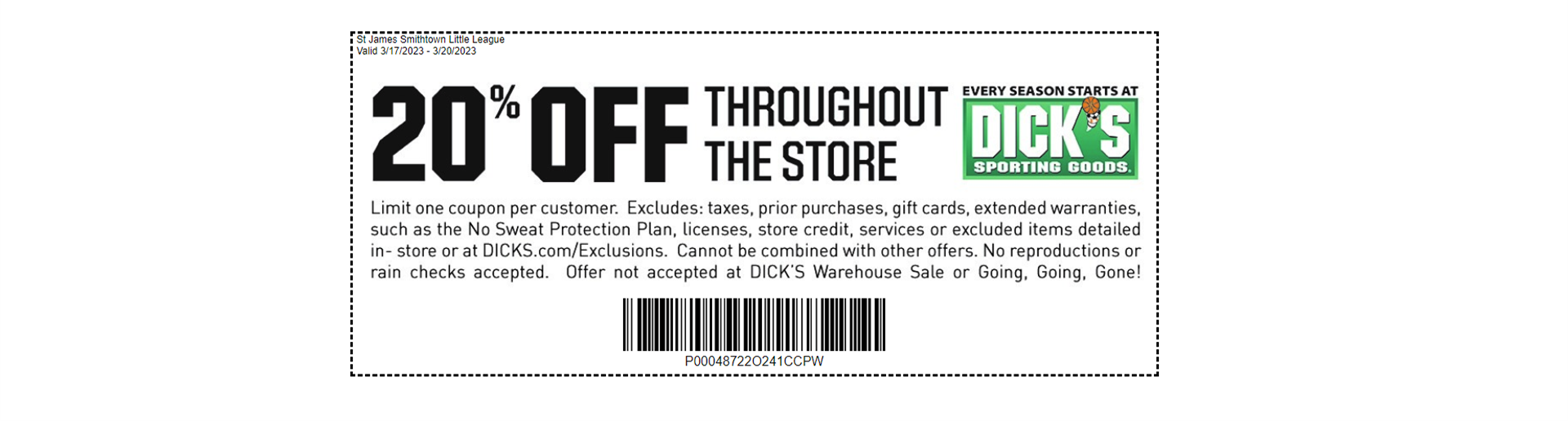 Dick's 20% Off